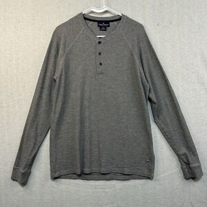 Tailor Vintage‎ Connecticut Originals Henley Thermal Pullover Gray Medium